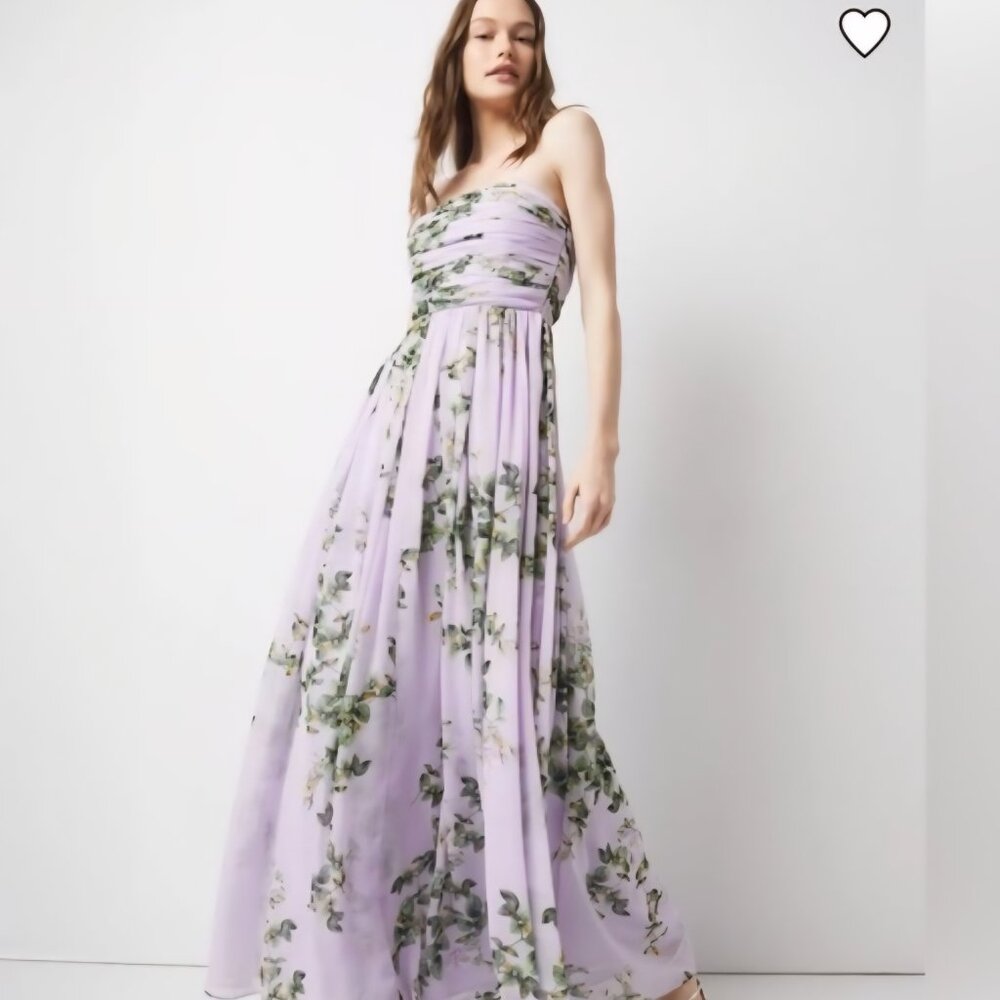 WHBM Lavender Strapless Chiffon Dress NWOT